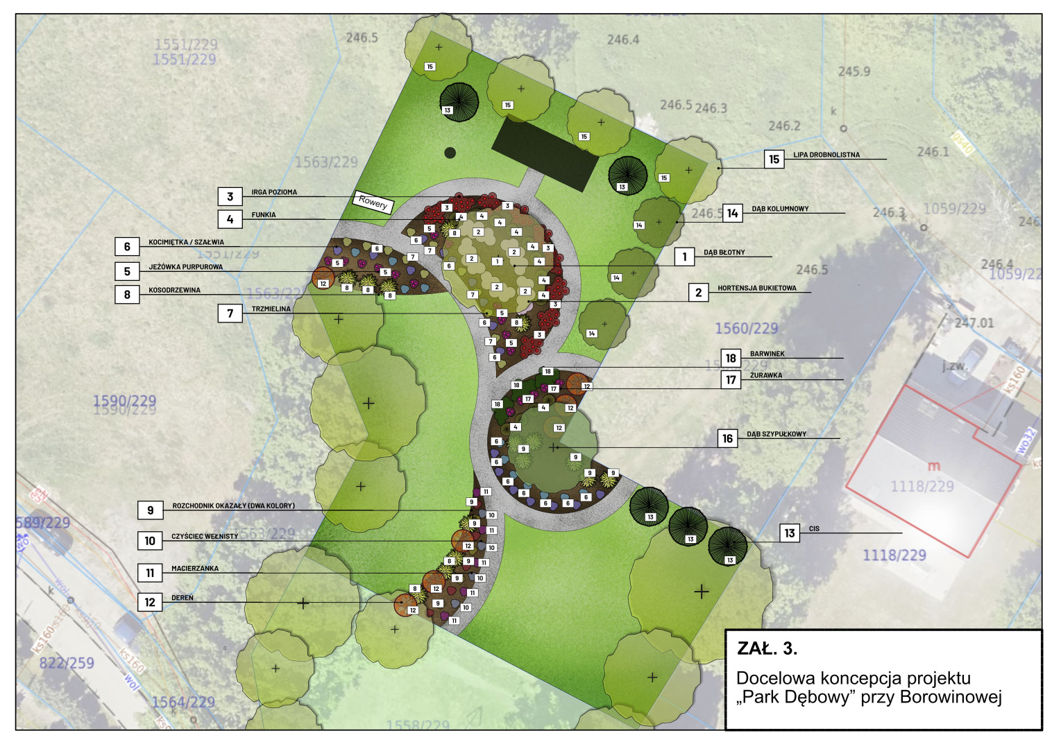 Docelowa koncepcja projektu „Park Dębowy”